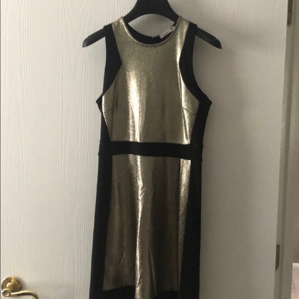 Black and gold mini dress